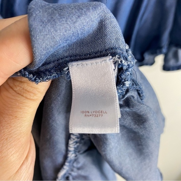 Lauren Conrad Chambray Ruffle Trim Tie Waist Flutter Sleeve Mini Dress XXL 2XL - Picture 5 of 6